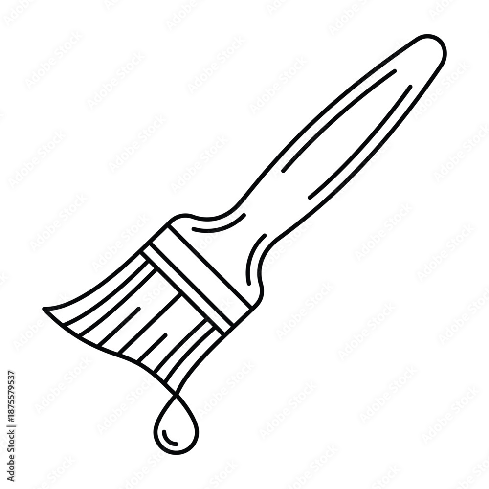 Obraz premium a black line drawing of a paintbrush with a single drop of paint