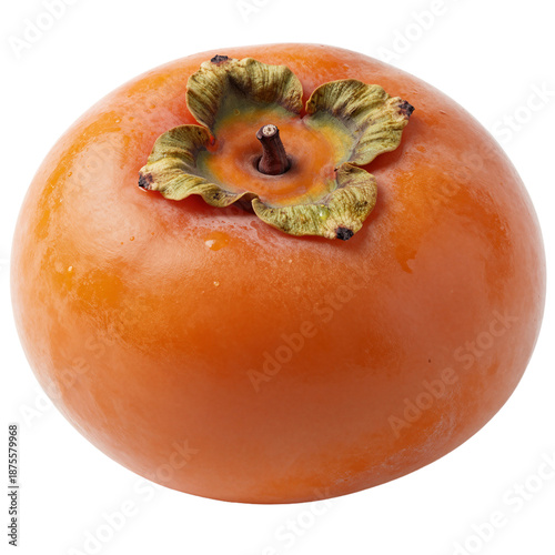Closeup Ripe Persimmon Fruit White Background