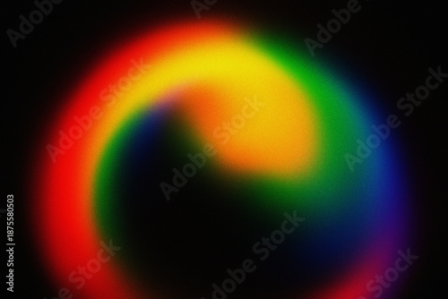 Abstract Vibrant Rainbow Spiral Vortex Glowing on Black Background