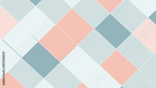 Seamless geometric pattern with pastel pink, blue, and grey diamond shapes