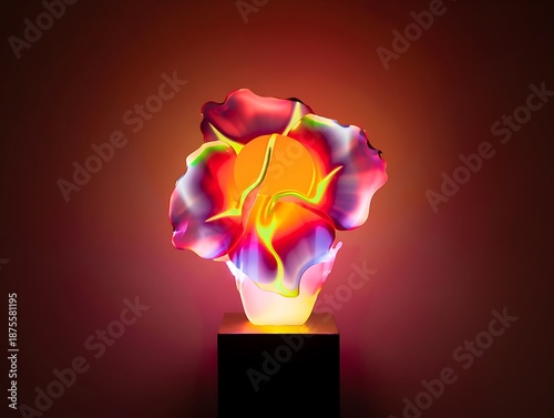  Vibrant Glowing Rainbow Flower Sculpture 