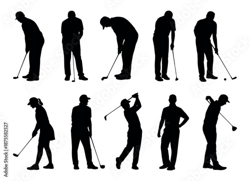 Golf Player walking silhouette for sports graphics and leisure activity design