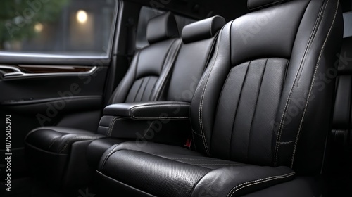 Wallpaper Mural Luxurious black leather car seats in a modern vehicle interior, showcasing premium craftsmanship and comfort, perfect for enhancing travel experience and automotive design aesthetics Torontodigital.ca