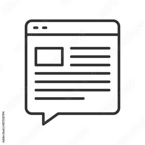 Social media comment post, icon in line design. comment, post, message, feedback, chat, discussion, content on white background vector. Comment editable stroke icon