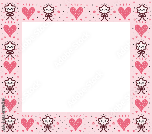 Wallpaper Mural Cute Pink Heart and Flower Frame Decorative Illustration Torontodigital.ca