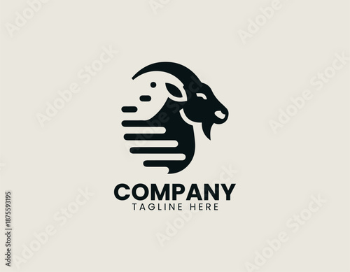 Grilled goat meat illustrated as bold black vector logo design