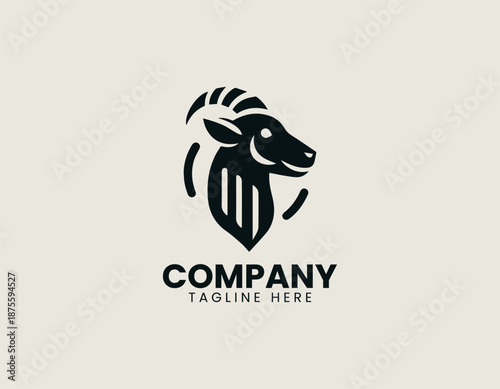Grilled goat meat illustrated as bold black vector logo design