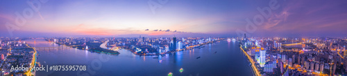Fotografie Chongqing Yangtze River Waterfront Aerial at Dusk