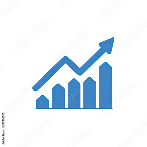 A 3D blue chart icon on a black background, indicating growth and upward trends