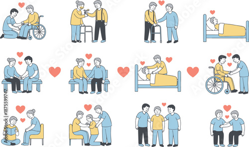 Compassionate elderly care, disability support, emotional connection, love, empathy, caregiving, wheelchair assistance, senior help, family bonding moments