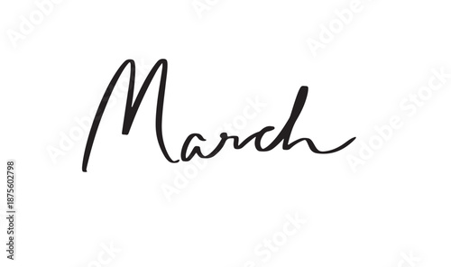 March month happy st saint patrick day text font calligraphy hand written lettering script black color object icon march month banner poster springtime season shamrock clover hallo march month march