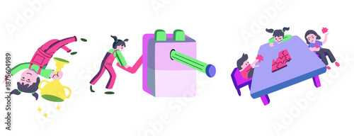 a collection of illustrations of activities and objects in the classroom for websites, applications, etc.