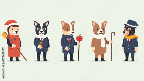 Anthropomorphic Animals Dressed in Formal Attire Standing.