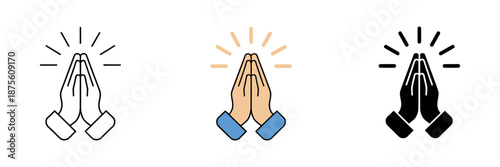 Pray Icon set featuring hands in prayer for religion and spiritual respect