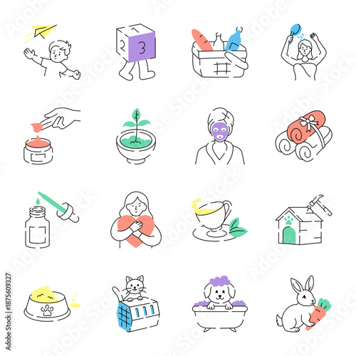 Set of Lifestyle and Activity Doodle Style Illustrations 

