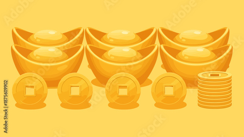 Golden Prosperity Concept Symbols Abundant Wealth Fortune Symbols Wealth Accumulation Festive Prosperity Abstract Wealth