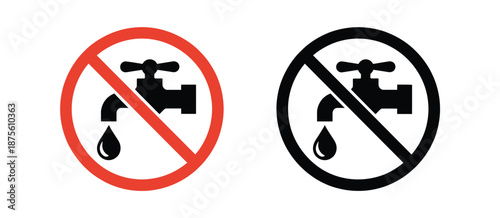 no water tap icons with red circle and line