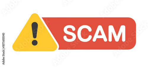 Scam alert warning sign with exclamation mark