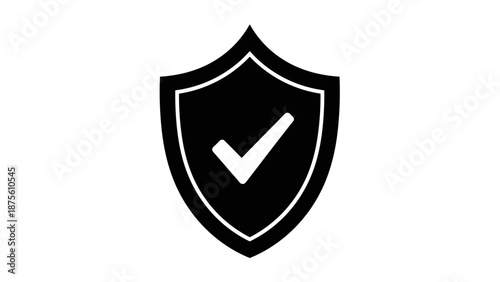 Black Shield Icon with White Checkmark.