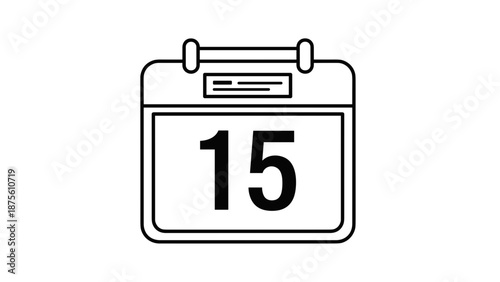 Calendar Icon Showing Fifteenth Day Date.