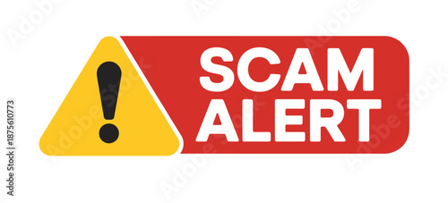 Scam alert warning sign with exclamation mark