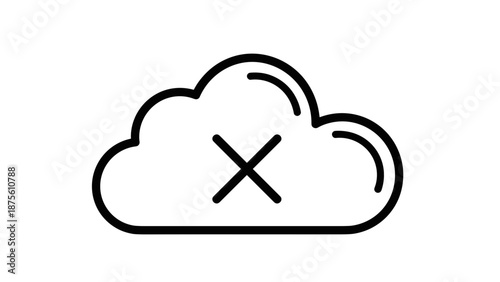 Cloud Icon with Cross Symbol Inside.