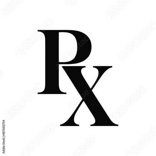 black lettering of rx on a white background