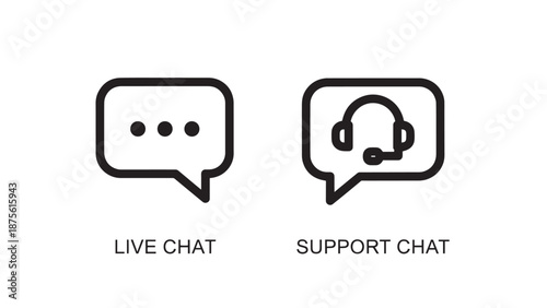 Customer Service Communication Icons for Live Chat Support and Online Help Desk Services