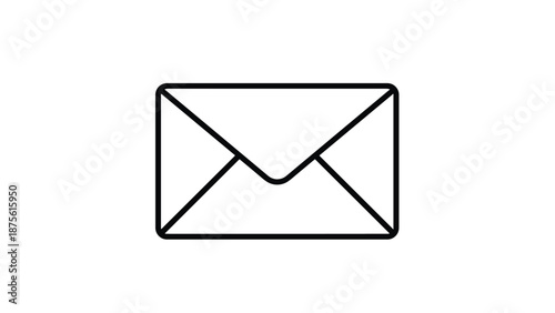 Simple black line icon of a sealed mail envelope representing email communication, digital messaging and postal correspondence services.