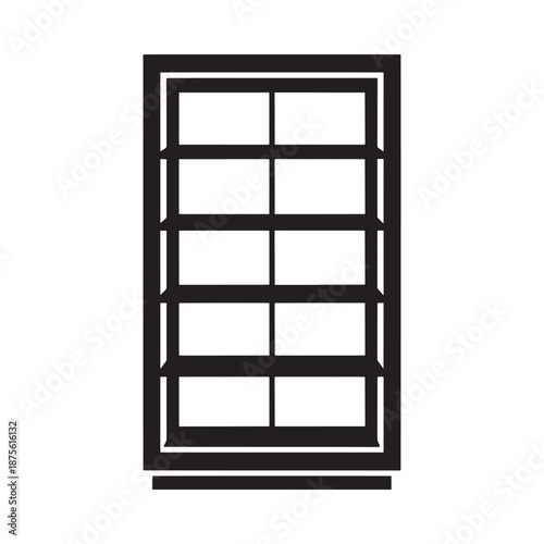 a black and white icon of a window with multiple panes