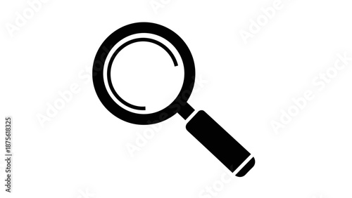 Black Magnifying Glass Icon Illustration.