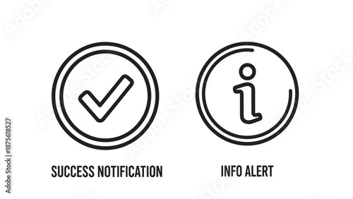 UI UX Interface Status Icons showing Success Notification Checkmark and Info Alert Information Sign