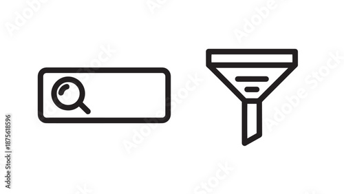 Search and Data Filtering Interface Icons with Search Bar Input and Funnel Selection Tool