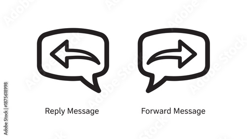 Communication and Messaging Interface Icons Featuring Speech Bubbles for Reply and Forward Message Actions