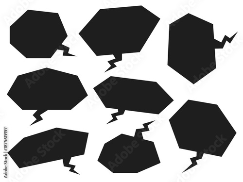 カクカクした吹き出しのセット