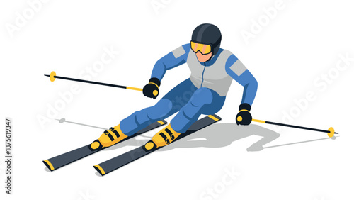 Dynamic skier in motion: winter sports adventure with vibrant colors