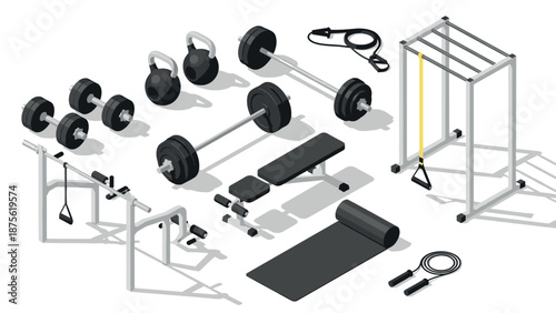 Isometric gym equipment set for home and fitness workouts