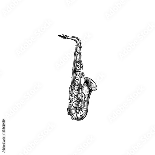 Roaring twenties saxophone engraving.