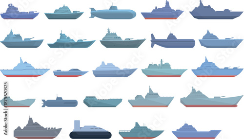 Pixel Art Naval Ships Collection vector