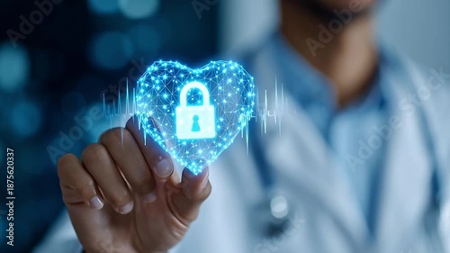 Healthcare Professional Focusing on Secure Patient Data and Heart Health Technology Generative AI