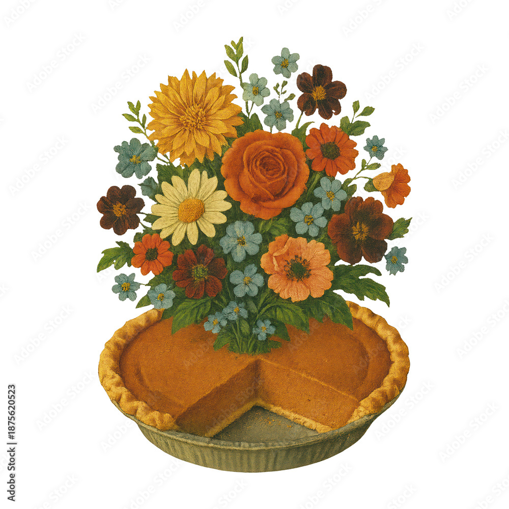 Fototapeta premium PNG Floral pie illustration delight