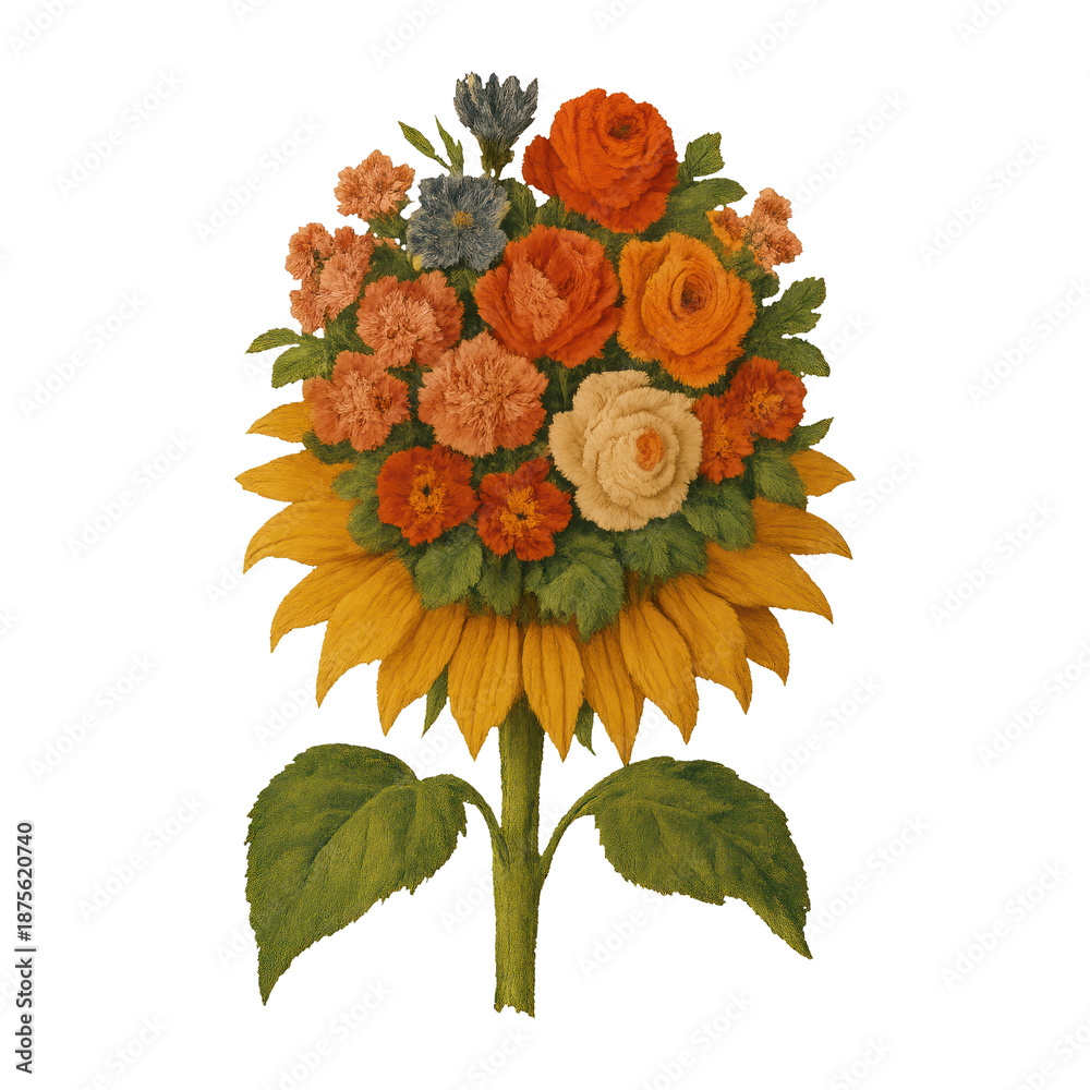 Fototapeta premium PNG Vibrant floral bouquet illustration