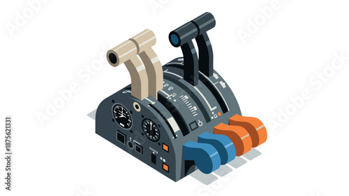Isometric airplane throttle quadrant control panel for aircraft simulation