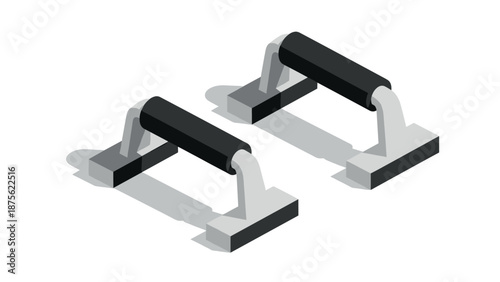 Isometric push up bars on white background with shadows
