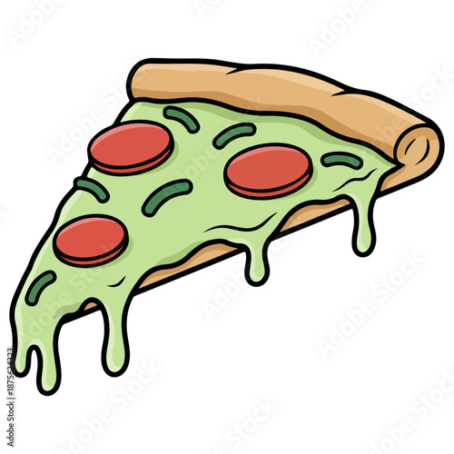 Cartoon Pepperoni Pizza Slice