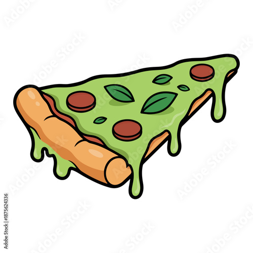 Green Pizza Slice Illustration