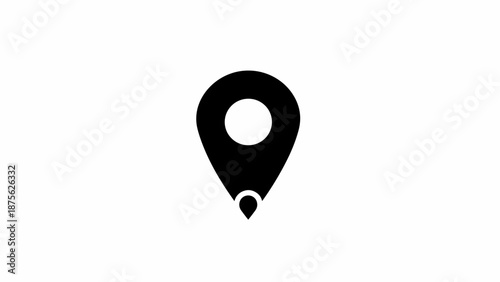 Black Map Pin Icon Symbol.