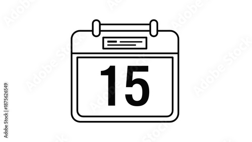 Calendar Icon Showing Fifteenth Day Date.