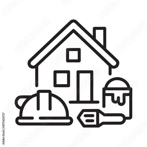 a house with a covered dish and tools outside