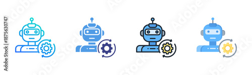 Robotics icon set multiple style collection